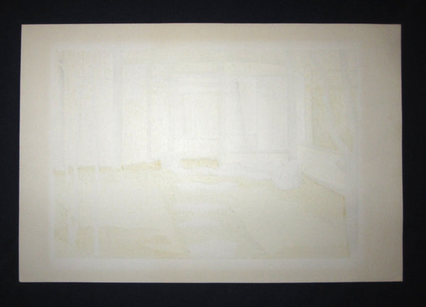 Large Original Japanese Woodblock Print Pencil-Signed Hioshi Nagai Light and Shade  1971