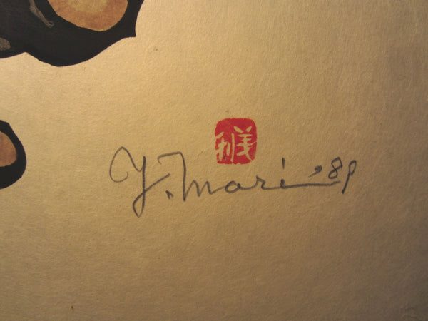 A HUGE Orig Japanese Woodblock Print Mori Yoshitoshi Limit# Pencil Sign Samurai 1989