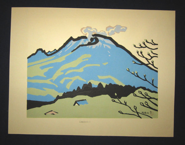 This is an HUGE  LIMITED-NUMBER original Japanese Shin Hanga woodblock print from the famous series “Shinshu Nagano Prefecture Twenty Sceneries” signed by the famous Showa Shin Hanga woodblock print artist Miyata Saburo (1924 -) made in Showa Era (1925-1987) IN EXCELLENT CONDITION.  