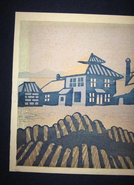 A Great Orig Japanese Woodblock Print Yasu Kato LIMIT# PENCIL SIGN Harbor 1963