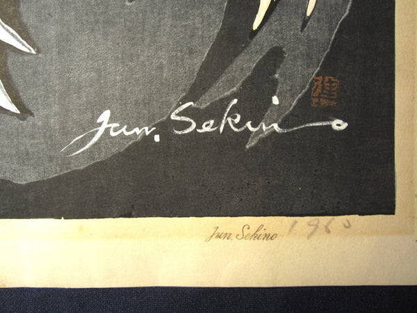 A Original Japanese Woodblock Print Limited Number Pencil Sign Junichiro Sekino Cat 1960