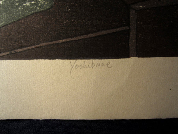 A Huge Orig Japanese Woodblock Print PENCIL Sign Limit# Joshua Rome Yoshibune 1988