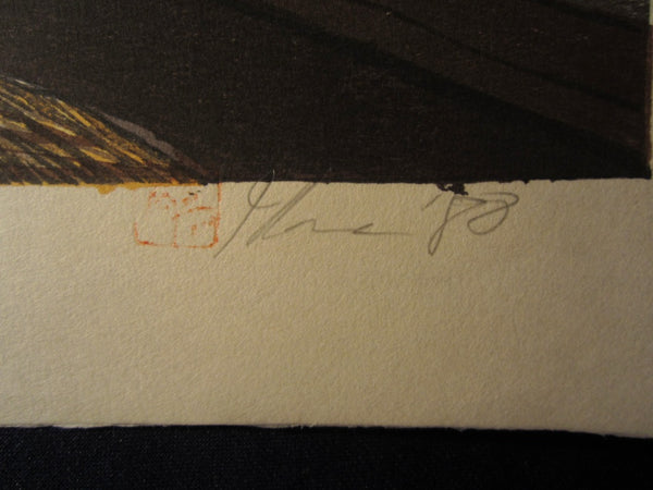 A Huge Orig Japanese Woodblock Print PENCIL Sign Limit# Joshua Rome Yoshibune 1988