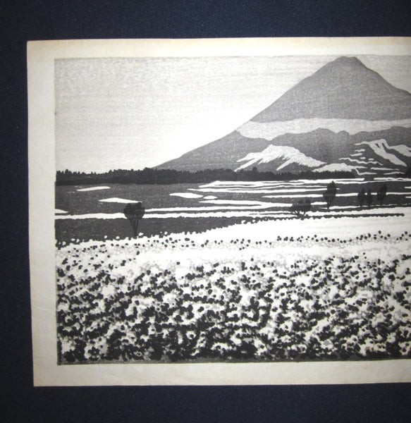 Large Original Japanese Woodblock Print PENCIL sign Okuyama Jihachiro Mt Fuji