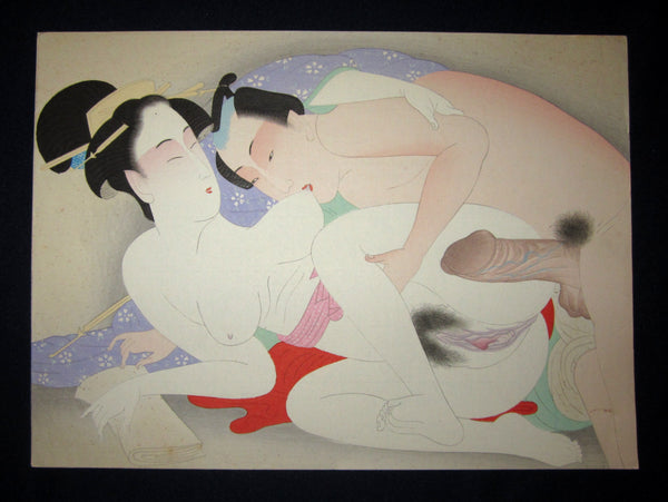 This is a very beautiful and special original Japanese Erotic woodblock print “Shunga” made in Taisho Era (1915-1927) IN EXCELLENT CONDITION.