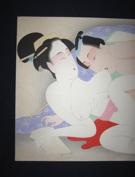 A Original Japanese Woodblock Print Erotic Shunga Taisho Era (21)