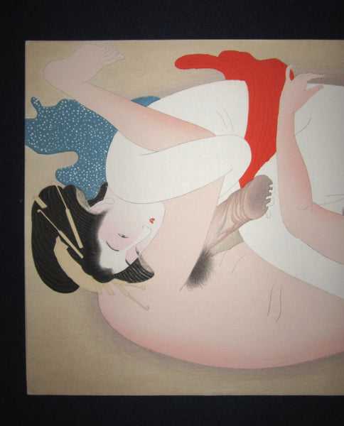 A Original Japanese Woodblock Print Erotic Shunga Taisho Era (22)