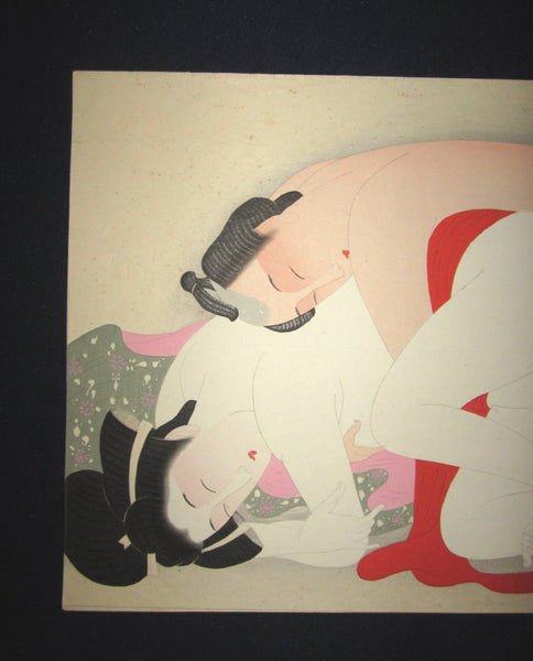 A Original Japanese Woodblock Print Erotic Shunga Taisho Era (24)
