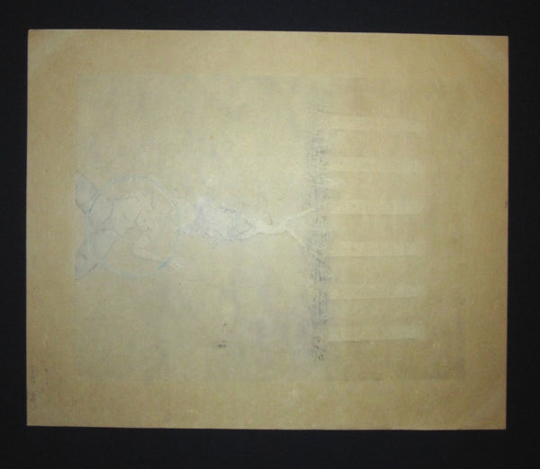 A HUGE Original Japanese woodblock print PENCIL Sign LIMITED Number Yoshida Hodaka Pillar Nude 1975