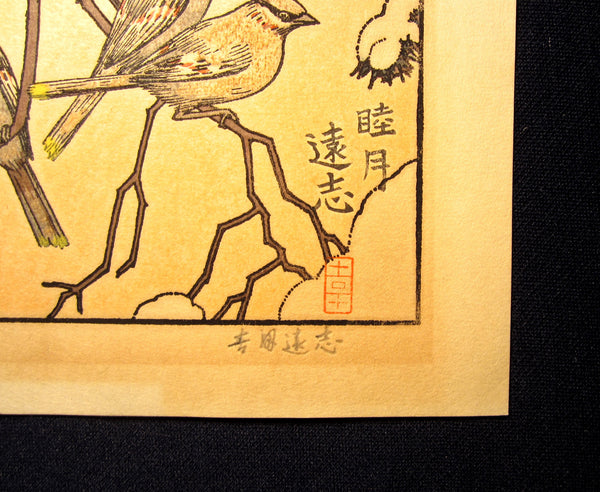 A Great Orig Japanese Woodblock Print Toshi Yoshida (1) ORIGINAL AUTHENTICATION CERTIFICATE Bird