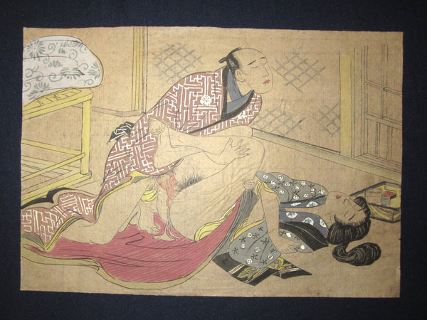 original Japanese Erotic woodblock print “Shunga” 