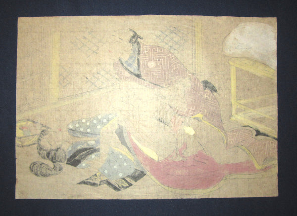 Original Japanese Woodblock Print Ukiyoe Erotic Shunga Meiji Era