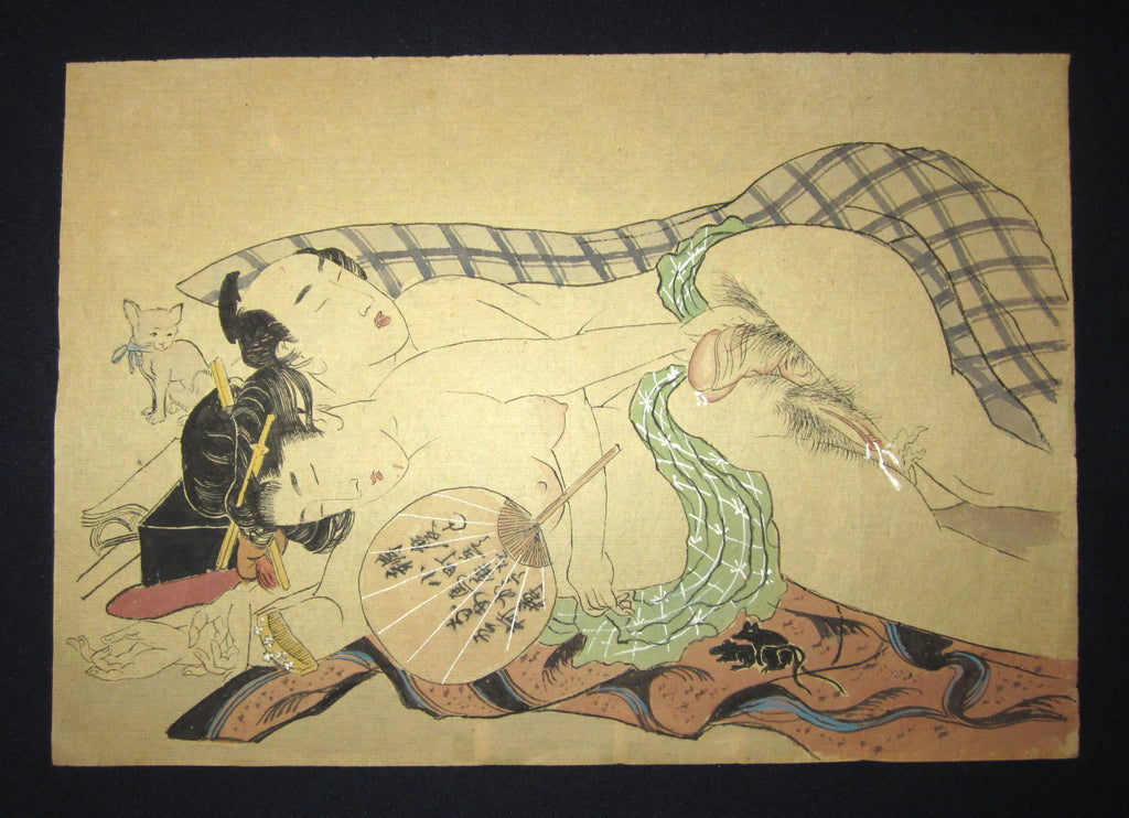 original Japanese Erotic woodblock print “Shunga”