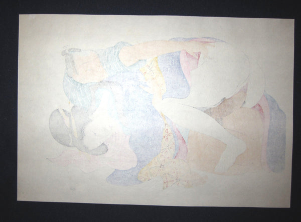 Original Japanese Woodblock Print Ukiyoe Erotic Shunga Taisho Era