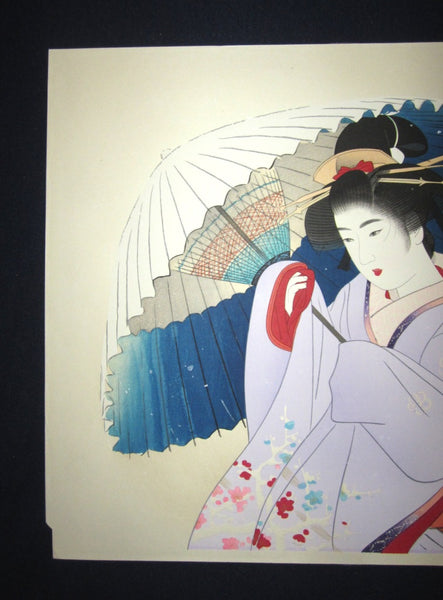 A Huge Original Japanese Woodblock Print Ito Shinsui Bijin-ga Early Snow