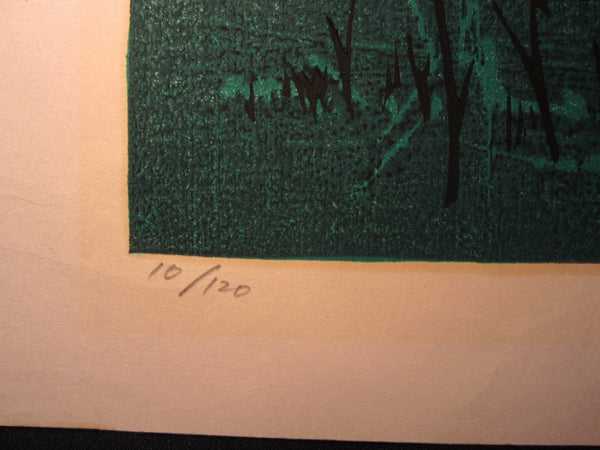A Huge Orig Japanese Woodblock Print LIM# PENCIL SIGN Shiro Takagi Spring Bird 1980