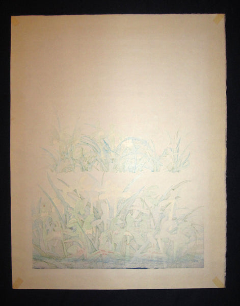 Original Japanese Woodblock Print Chizuko PENCIL SIGN Yoshida Orchids