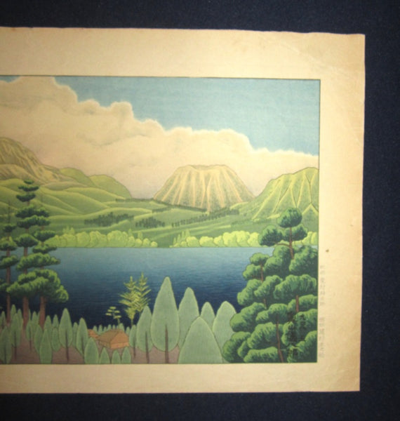 A Great Orig Japanese Woodblock Print Okuyama Jihachiro Hakone Lake Ashinoko May 1948
