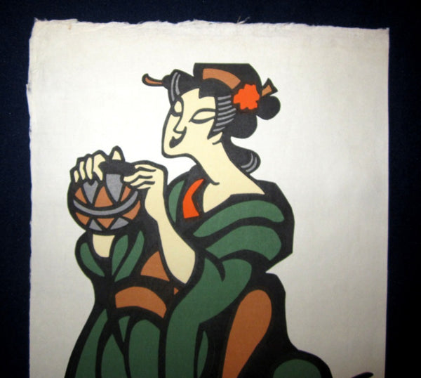 Great Extra Large Orig Japanese Woodblock Print Mori Yoshitoshi Geisha