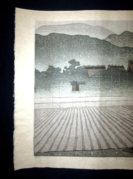 A Huge Orig Japanese Woodblock Print PENCIL Sign Limit# Joshua Rome Amawaka no Harasame