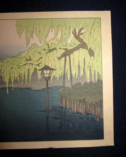 A Great Orig Japanese Woodblock Print Shotei Takahashi Nara Sarusawa Pond Late Autumn