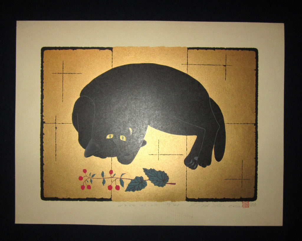 This is a very beautiful, rare and EXTRA LARGE LIMITED-Number (21/100) ORIGINAL Japanese Shin Hanga woodblock print “Wake - UP(2) B” PENCIL SIGNED by the famous Showa Shin Hanga woodblock print master Tadashige Nishida (1942 -) made in 2000. 