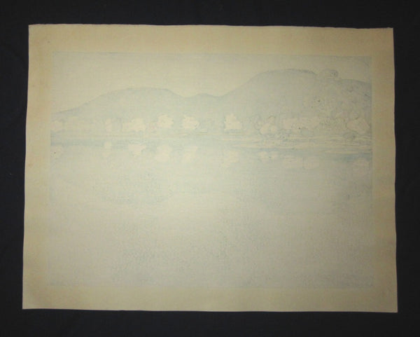 A Huge Orig Japanese Woodblock Print Kitaoka Fumio PENCIL Sign Limit# Spring at Osawaike