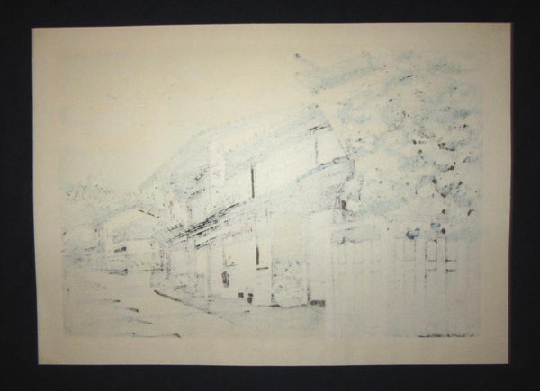 A HUGE Orig Japanese Woodblock Print PENCIL Sign Limit# Nishijima Katsuyuki Hosokugo Kisoji Street