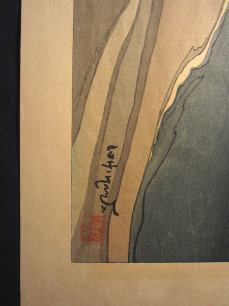 A Great Large Orig Japanese Woodblock Print Ishikawa Toraji Fuji from Miho in Spring 1934 with Water Mark