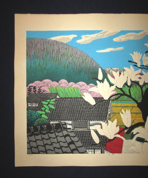 A HUGE Orig Japanese Woodblock Print LIMIT# PENCIL SIGN Hayashi Waichi Lily Magnolia 1981