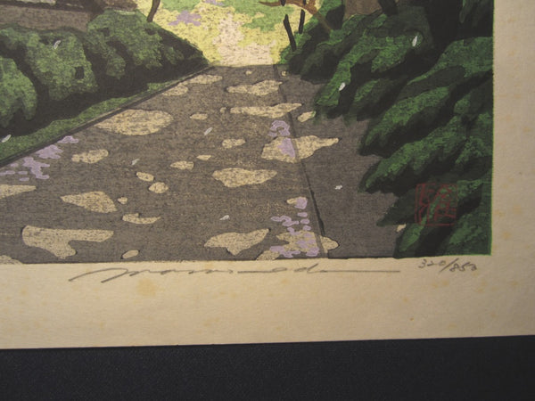 A HUGE Great Orig Japanese Woodblock Print Pencil Sign Limited#  Masado Ido Spring Cherry Blossom