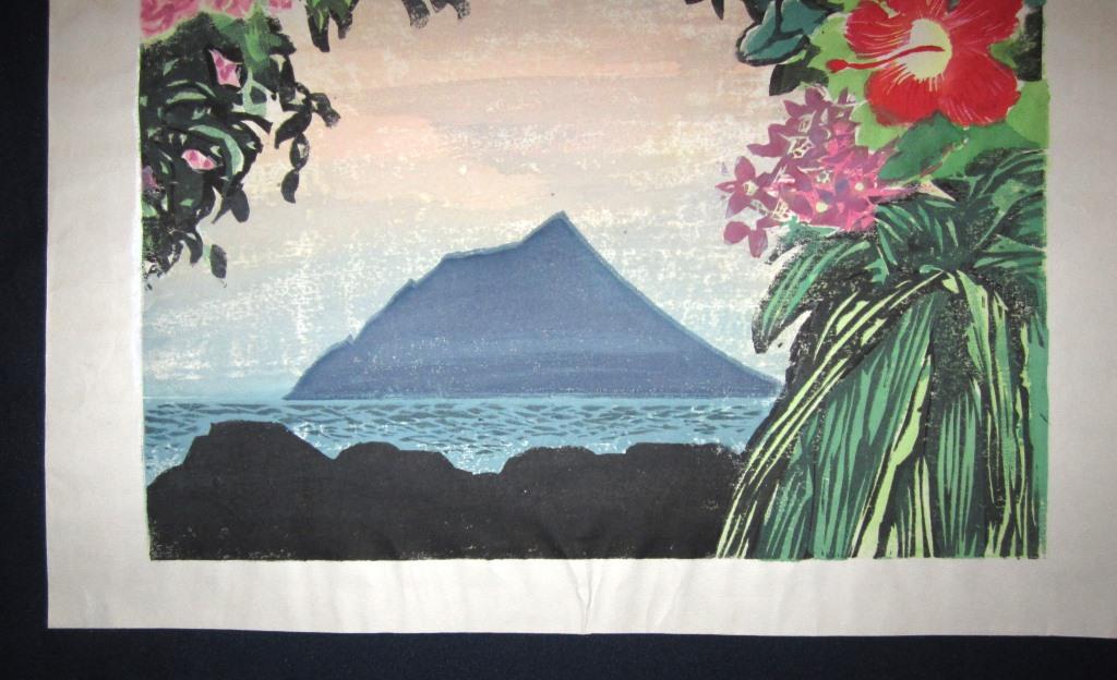 A Huge Orig Japanese woodblock Print Hashimoto Okiie Hawaii