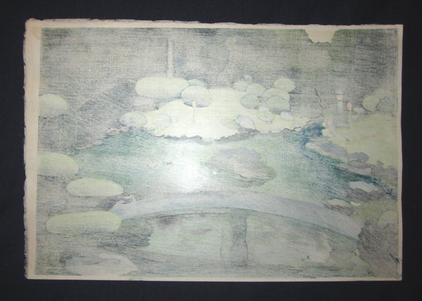 A Great Orig Japanese Woodblock Print Ohno Bafuku Shoren-in Garden Kyoto Printmaker 1950 ORIGINAL EDITION