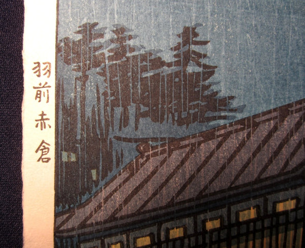 Orig Japanese Woodblock Print Shiro Kasamatsu Uzenakakura Hot Spring Showa 29