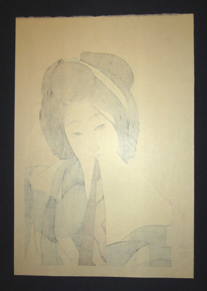 A EXTRA LARGE Japanese Woodblock Print Seien Shima after Bath WATERMARK