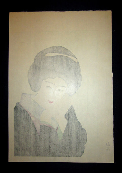 A Great Extra LARGE Japanese Woodblock Print Yamanaka Kodo Actress WATERMARK (2)