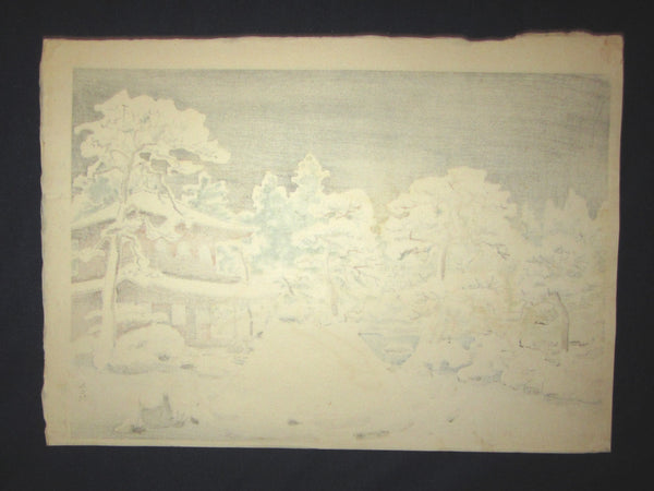 A Great Orig Japanese Woodblock Print Nakamua Daizaburo Gikakuji Snow Kyoto Hanga Printmaker1950 ORIGINAL EDITION