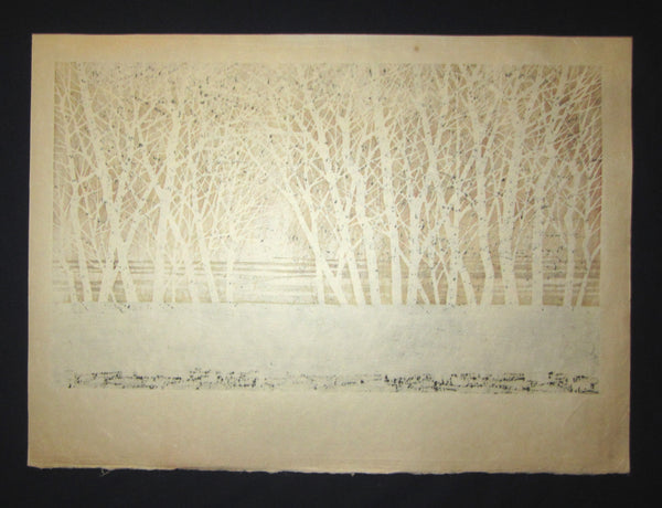 A Great Huge Orig Japanese Woodblock Print Pencil-Signed Limit# Fujita Fumio Twilight B, 1979