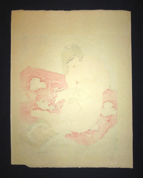 A Great Huge Orig Japanese Woodblock Print Ishikawa Toraji Nude Study Original Water Mark