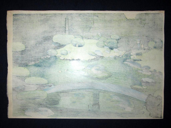 A Great Orig Japanese Woodblock Print Ohno Bafuku Shoren-in Garden Kyoto Printmaker 1950 ORIGINAL EDITION Sister Pair
