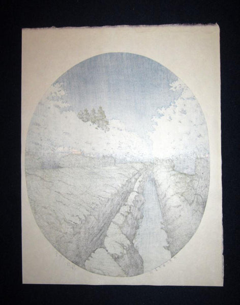 A Great Japanese Woodblock Print Hasui Kawase Night Cherry Blossom Showa 10 (1935) Watanabe Seal
