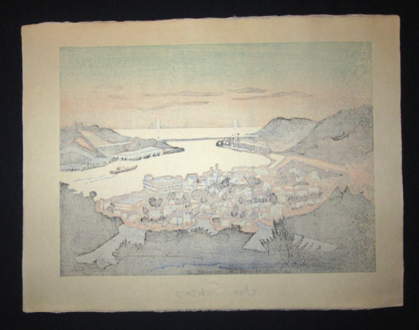 Huge Original Japanese Woodblock Print Junichiro Sekino Pencil Sign Artiste