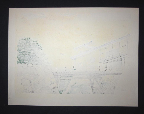 A Great Orig Japanese Woodblock Print Pencil-Signed Limited Edition Tada Hikone Castle