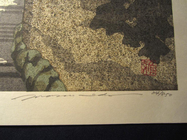 A HUGE Great Orig Japanese Woodblock Print Pencil Sign Limited# Masao Ido Summer Green