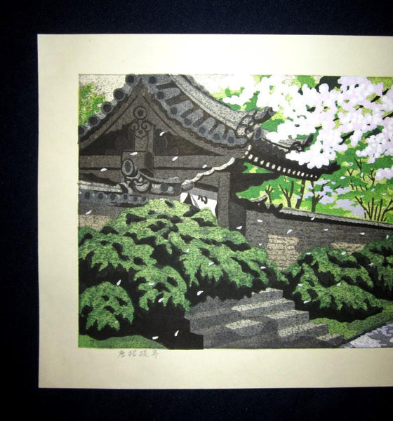 A HUGE Great Orig Japanese Woodblock Print Pencil Sign Limited# Masao Ido Cherry Blossom Spring