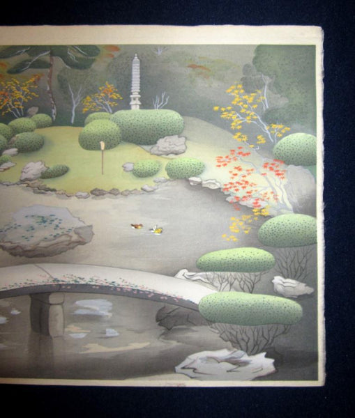 A Great Orig Japanese Woodblock Print Ohno Bafuku Shoren-in Garden Kyoto Printmaker 1951 FIRST EDITION (6)