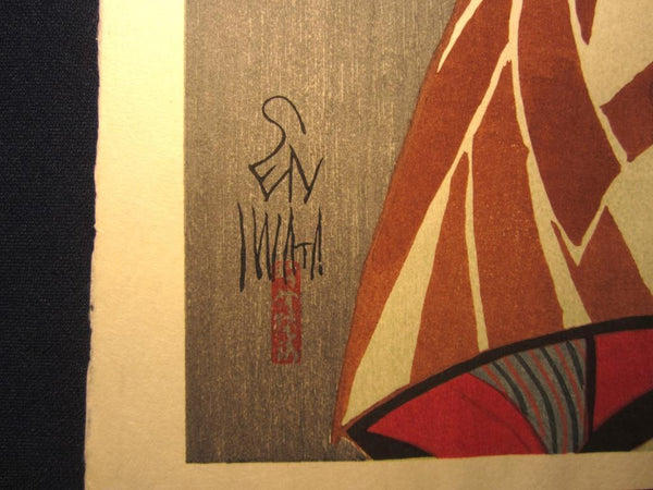 A Great Orig Japanese Woodblock Print Iwata Sentaro Bijin Beauty Meteor Star 1970s