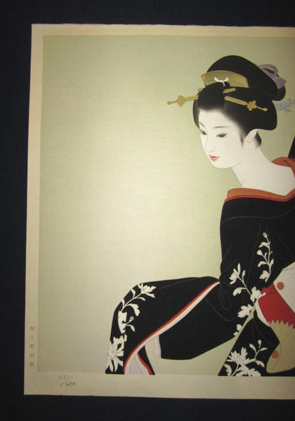 A Huge Orig Japanese Woodblock Print Shimura Tatsumi PENCIL LIMITED#  Dancing Maiko