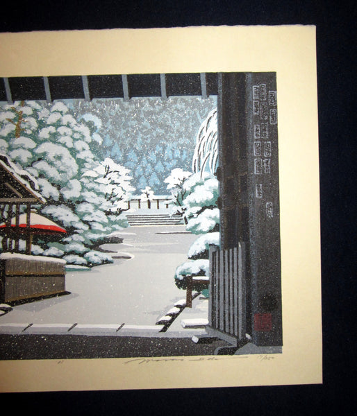 A Great Large Orig Japanese Woodblock Print Pencil Sign Limited# Masao Ido Kyoto Sentiment Winter Snow