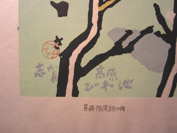 A Huge Orig Japanese Woodblock Print LIMIT# Miyata Saburo Shinshu Nagano Prefecture Twenty Sceneries (31)